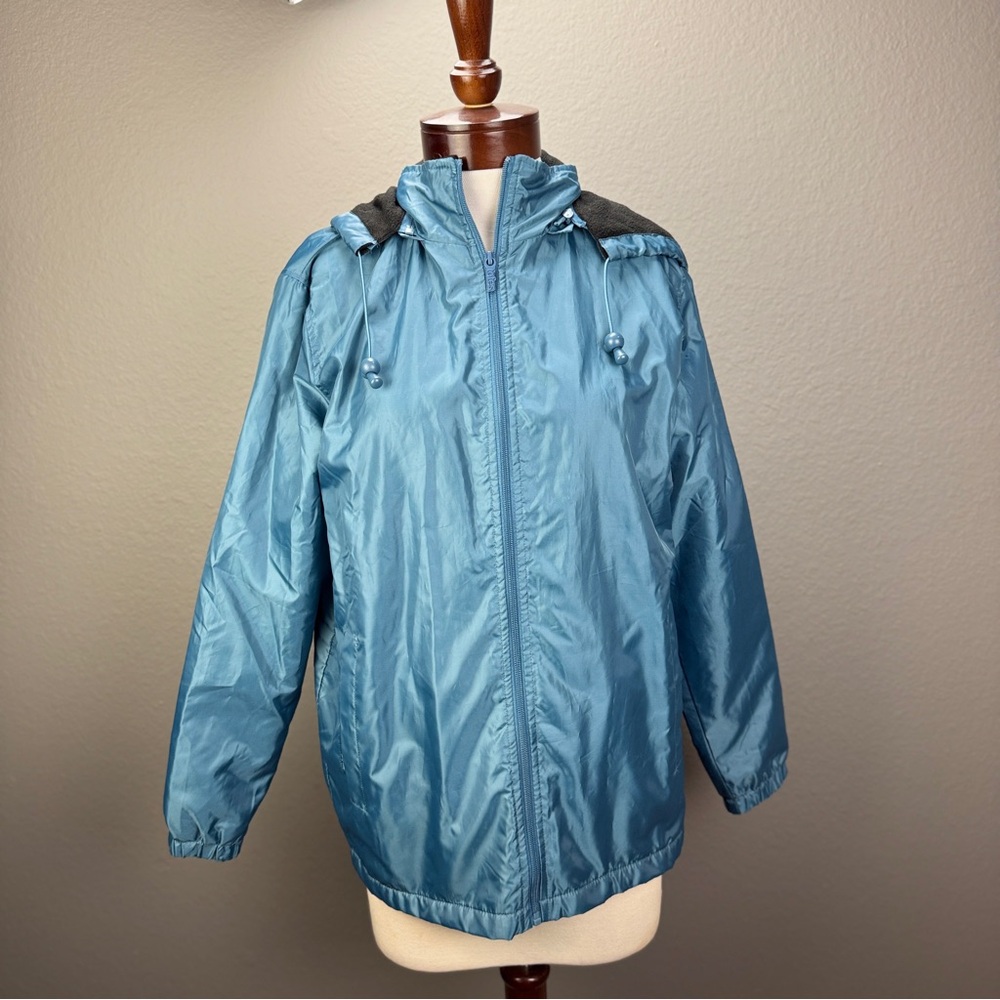 Totes Nylon Blue Light weight Fleece lined Rain Jacket Windbreaker Adults Small